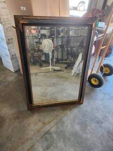 lot 195 image: Large vintage wood framed mirror