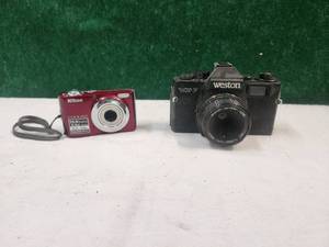 lot 296 image: Vintage Weston WX-7 camera and Nikon digital camera