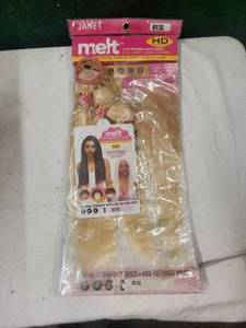 lot 308 image: Box of 9 Melt human hair pieces - wigs