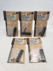 lot 176 image: MAGPUL M LOK 7 Slot Aluminum Rail Section - QUANTITY 5 - BID IS TIMES THE QUANTITY