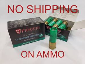 lot 203 image: Fiocchi 12GA Rubber Buckshot LESS THAN LETHAL Ammo.  10 Rounds Per Box.  PRICE IS PER BOX - QUANTITY 2 - BID IS TIMES THE QUANTITY