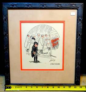 lot 3 image: ORIGINAL PRINT FROM 1932 BOOK - WHEN A FELLER NEEDS A FRIEND MATTED AND FRAMED UNDER GLASS - APPOX 14 X 18 $$