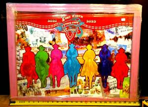 lot 4 image: FORT WORTH 20212022 STOCK SHOW PRINT SIGNED BY FAMOUS ARTIST BUCK TAYLOR - BEAUTIFUL AND COLORFUL WOOD FRAME  26 X 20 12 $$