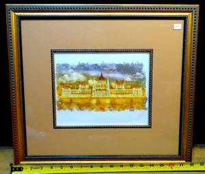lot 9 image: FRAMED AND READY TO HANG - BUDAPEST, HUNGARY PARLIAMENT BUILDING WATERCOLOR - MATTED UNDER GLASS 16 X 18 SIGNED BY UNKNOWN ARTIST