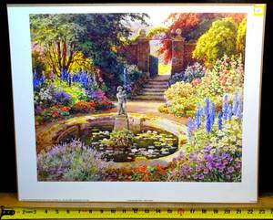 lot 10 image: Fountain and Pond Art Print Poster By E.W. Haslehurst, 24  x 20 