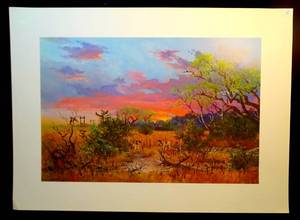 lot 12 image: LIMITED EDITION SIGNED PRINT BY ARTIST VICTOR ARMSTRONG #45550 - BEAUTIFUL SUN SET LANDSCAPE