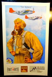 lot 16 image: BURL WASHINGTON WATERCOLOR POSTER SKY KINGS - MEASURES 15 X 24