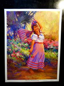 lot 43 image: HELODORO HERAS COLORFUL DANZA PRIMITIVA (SPRING DANCE) - 13 X 17
