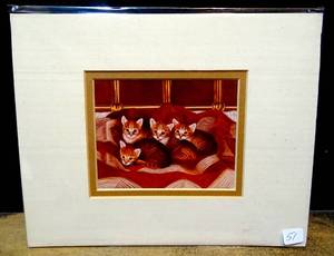 lot 51 image: CUTE FOUR KITTENS PRINT MATTED READY TO FRAME - 8 X 10