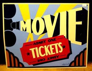 lot 56 image: FUN MOVIE TICKETS METAL WALL ART - 12 X 16