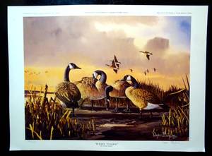 lot 60 image: LIMITED EDITION TEXAS WILDLIFE ARTIST WADE BUTLER - HAND SIGNED & NUMBERED WINTER TEXANS FINE ART PRINT - 14 X 19 $$