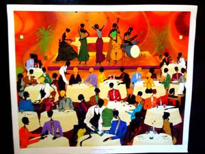 lot 87 image: Leroy Campbell No Mans Band Bops at Mintons Print - 27 x 32