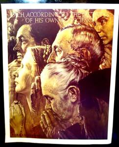 lot 90 image: Norman Rockwell Freedom to Worship Vintage Art Print 24 x 30 $$