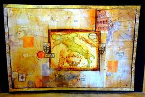 lot 93 image: VINTAGE LOOK MAP OF ITALY WALL HANGING POSTER PRINT - LARGE 24 X 36