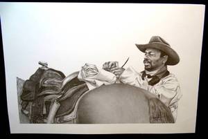 lot 109 image: LOW EDITION HAND SIGNED AND NUMBER - MARK BURGUS PENCIL SKETCH PRINT - 12 X 17