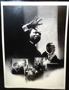 lot 111 image: MARTIN LUTHER KING ART PRINT by JAY c BAKARI - BLACK AND WHITE - 18 X 25