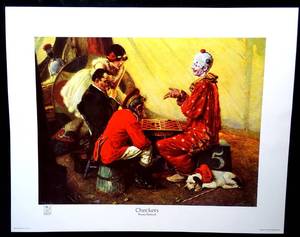 lot 116 image: Norman Rockwell Checkers 16 x 20 Matted Art Print-1928
