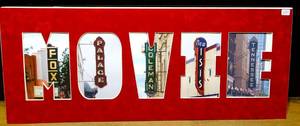 lot 117 image: CUSTOM SUEDE MATTE MOVIE DISPLAY WITH VINTAGE THEATRE PHOTOS - 10 X 25