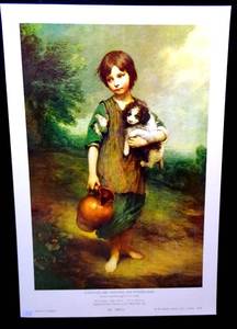 lot 118 image: A Cottage Girl with Dog and Pitcher, by Thomas Gainsborough PRINTED IN ENGLAND PRINT - 12 X 17