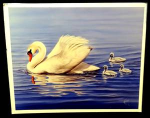 lot 121 image: SWAN AND CYGNANTS PRINT - 8.5 X 11
