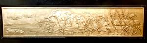 lot 126 image: JOHN W HOPE HIPPOS, ELEPHANTS, AND WATERBUCKS EMBOSSED STYLE PRINT - LARGE 9 X 39