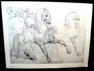lot 130 image: THEODORE GERICAULT HORSES PRINT - 11 X 14