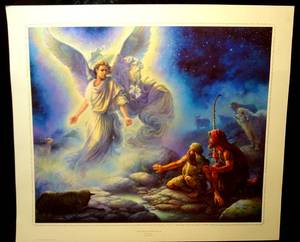 lot 139 image: AWESOME Tom Dubois BEHOLD I BRING YOU GOOD TIDINGS OF GREAT JOY PRINT - 24 X 28 $$