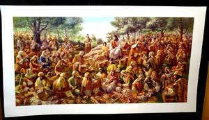 lot 146 image: BIG $ LOT - James Seward Handsigned and Numbered Limited Edition Print (ONE OF 500) All Were Satisfied  ($175-$250) MEASURES 21 XX 38