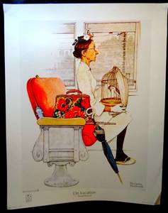lot 149 image: LARGE 22 X 28 NORMAN ROCKWELL PRINT TITLED ON VACATION READY TO FRAME