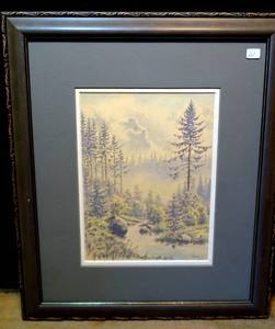 lot 61 image: LOVELY FRAMED LANDSCAPE PRINT UNDER MATTE & GLASS - 16 X 19