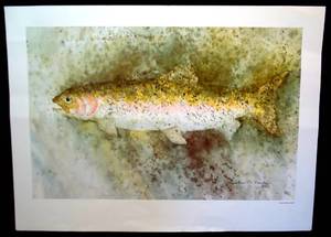 lot 69 image: HAND SIGNED DEBBIE HARDY FISH PRINT - 17 X 23