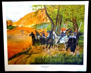 lot 171 image: BIG $ ITEM - BURL WASHINGTON HAND SIGNED & NUMBERED BORDER STANDOFF WATERCOLOR LITHOGRAPH - 22 X 26