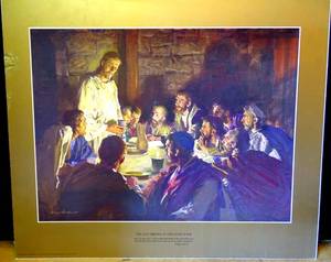 lot 180 image: THE LAST MEETING IN THE UPPER ROOM FINE ART PRINT by HARRY ANDERSON - 20 X 24