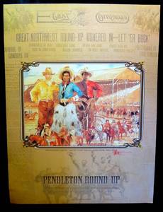 lot 227 image: RARE 2010 PENDLETON ROUND UP POSTER HAND SIGNED BY ARTIST BUCK TAYLOR - MEASURES 17 X 23 $$