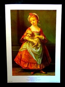 lot 181 image: ITALIAN PAINTER POMPEO BOTONI COUNTESS STANHOPE HOLDING A DOG FINE ART PRINT - 13 X 19