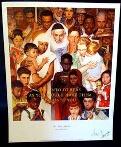 lot 186 image: NORMAN ROCKWELL Golden Rule (Do Unto Others) PRINT - 12 X 15 