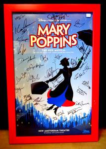 lot 193 image: RARE NEW AMSTERDAM THEATRE MARY POPPINS CAST SIGNED POSTED - FRAMED UNDER GLASS 16 X 24 $$