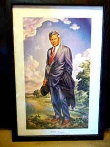 lot 201 image: INCREDIBLE SIGNED EDITION  WILL ROGERS SIGNED BY ARTIST CHARLES BANKS WILSON - FRAMED UNDER GLASS - 13 X 19