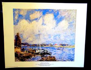 lot 215 image: BOATS ON THE SIENE by ALFRED SISLEY (1877) - MEASURES 11 X 14