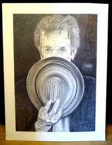 lot 223 image: ORIGINAL PENCIL SKETCH OF SINGER RODNEY CROWELL by ARTIST DOUGLAS MAYNE - 15 X 20