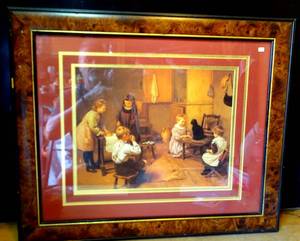 lot 99 image: CUSTOM FRAMED - HARRY BROOKER (1848-1892)  KITTYS TEA PARTY - APPROX 20 X 24
