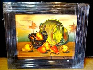 lot 242 image: ORIGINAL SIGNED RUSTIC PRINT IN WOOD FRAME - 16 X 18
