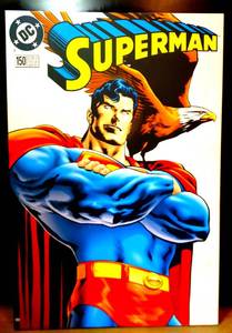 lot 246 image: LARGE COLORFUL DC COMICS SUPERMAN WALL CANVAS POSTER OVER WOOD FRAME - 24 X 36