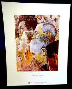 lot 263 image: NORMAN ROCKWELL FREEDOM OF WORSHIP PRINT VETERANS OF FOREIGN WARS