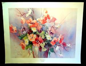 lot 274 image: LIMITED EDITION HAND SIGNED AND NUMBERED - Barbara Mock Summer Splendor Floral Flower Art Print - 22 X 28