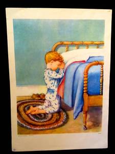 lot 281 image: D, HANDSAKER BOY PRAYING ART LITHO - 12 X 15
