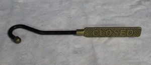 lot 7 image: Vintage Fireplace damper Hook and sign