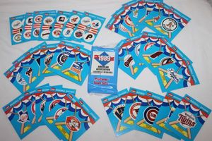 lot 209 image: Complete Set of Topps Team Logo Sticker Cards and Factory sealed 1989 Professional League Louisville Red Bird Set