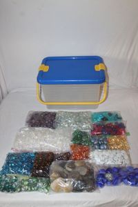 lot 204 image: Box of Glass Rocks and Marbles