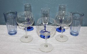 lot 81 image: Variety of Stemware and two Pasabahce Scotch Blue Block Optic Tumblers